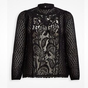 Torrid Mixed Lace Black High Neck Top Blouse Whimsigoth Witchy Size 2X Plus Size